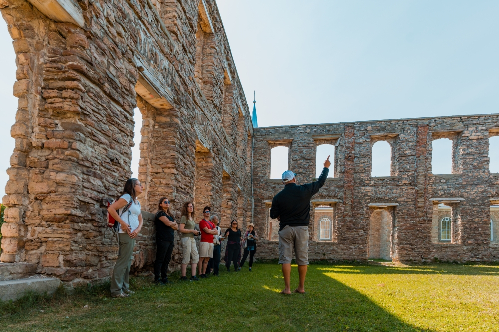 People inside a fortress